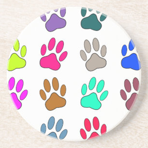 Dessous De Verre En Grès Motif Empreinte de patte de chien multicolore