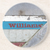 Dessous De Verre En Grès Motif en bois peint rustique (Devant)