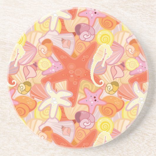 Dessous De Verre En Grès Motif en pastel de créature de mer (Devant)