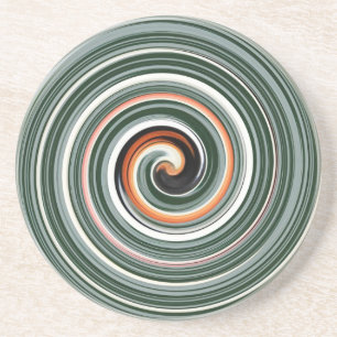 Dessous De Verre En Grès Motif en spirale gris et orange