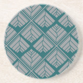 Dessous De Verre En Grès Motif feuille carré Turquoise neutre (Devant)