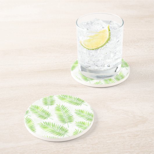 Dessous De Verre En Grès Motif feuille Palm (Côté)
