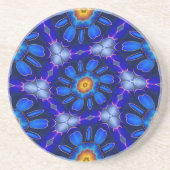 Dessous De Verre En Grès Motif Fleurs bleues Abstraites (Devant)