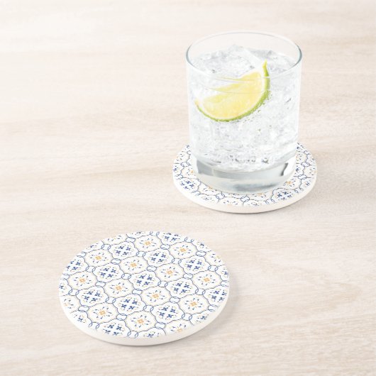 Dessous De Verre En Grès Motif floral (Côté)