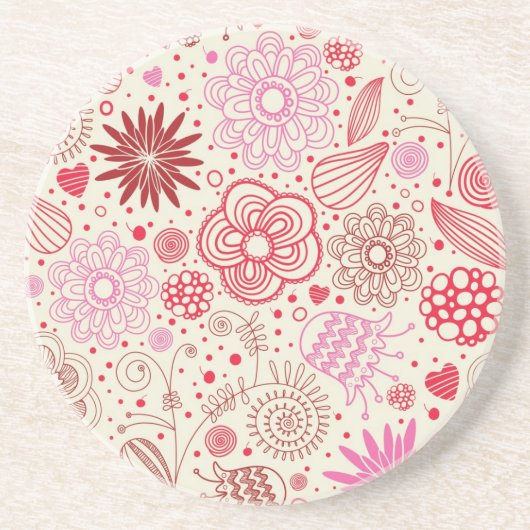 Dessous De Verre En Grès Motif floral (Devant)