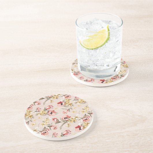 Dessous De Verre En Grès Motif floral 3 d'élégance abstraite (Côté)