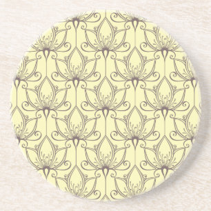 Dessous De Verre En Grès Motif floral à la crème