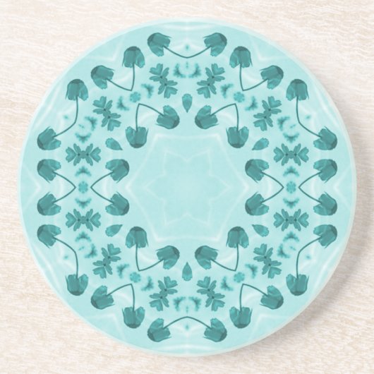 Dessous De Verre En Grès Motif floral, bleu Turquoise (Devant)