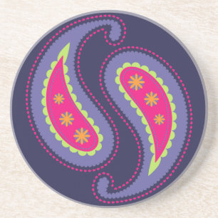 Dessous De Verre En Grès Motif floral boho ornemental
