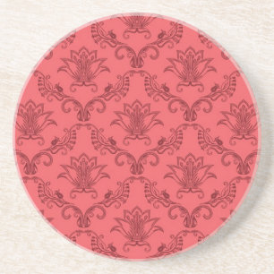 Dessous De Verre En Grès Motif floral de damassé
