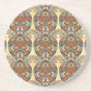 Dessous De Verre En Grès Motif floral de tortue