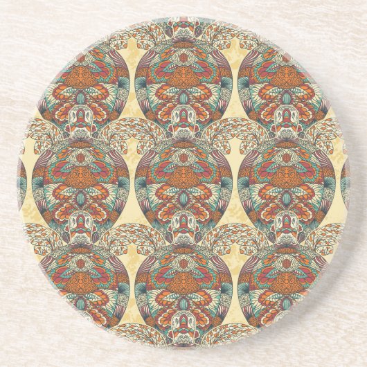 Dessous De Verre En Grès Motif floral de tortue (Devant)