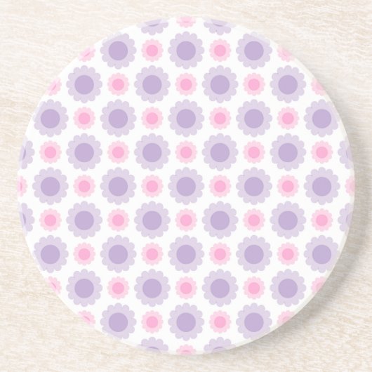 Dessous De Verre En Grès Motif floral rose et violet (Devant)