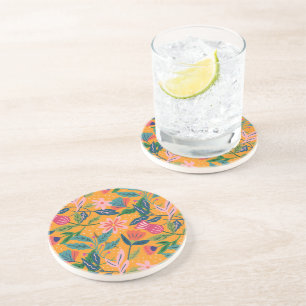 Dessous De Verre En Grès Motif floral tropical moderne