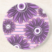 Dessous De Verre En Grès Motif floral violet Design de fleurs abstrait mode (Devant)