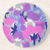 Dessous De Verre En Grès Motif floral violet et rose (Devant)