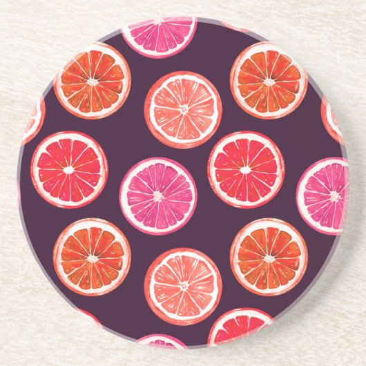 Dessous De Verre En Grès Motif foncé Citrus peint à la main (Devant)
