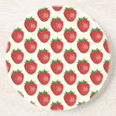 Dessous De Verre En Grès Motif fraises, fraises rouges, fruits, feuilles (Devant)