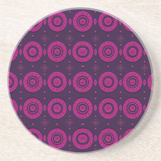 Dessous De Verre En Grès Motif géométrique africain cercle magenta Grès (Devant)