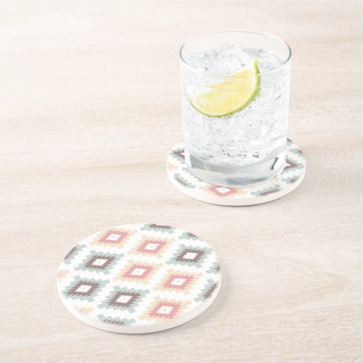 Dessous De Verre En Grès Motif géométrique dans le style aztèque (Côté)