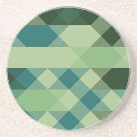 Dessous De Verre En Grès Motif géométrique sarcelle et vert (Devant)