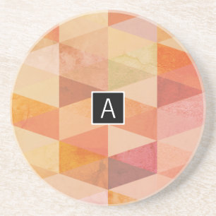 Dessous De Verre En Grès Motif géométrique Triangle doux Monogrammé
