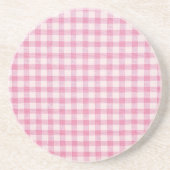 Dessous De Verre En Grès Motif Gingham Rose Bébé (Devant)