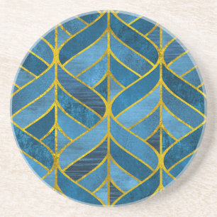 Dessous De Verre En Grès Motif Gold Blue Grunge