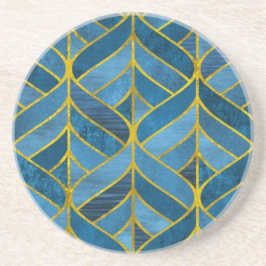Dessous De Verre En Grès Motif Gold Blue Grunge (Devant)