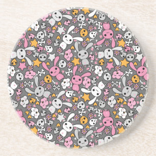 Dessous De Verre En Grès motif gris de kawaii