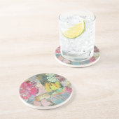 Dessous De Verre En Grès Motif grunge floral d'art (Côté)