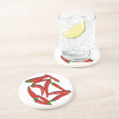 Dessous De Verre En Grès Motif Hot Red Chili Peppers (Côté)