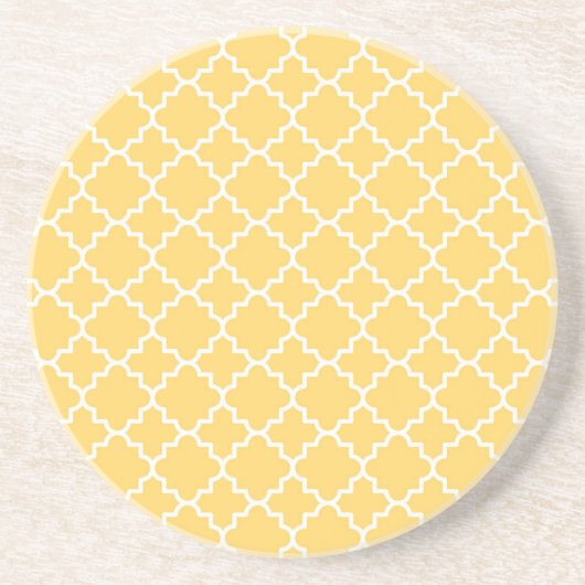 Dessous De Verre En Grès Motif jaune de Quatrefoil (Devant)