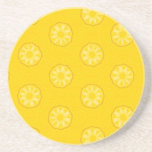 Dessous De Verre En Grès Motif jaune de tranches d'ananas (Devant)