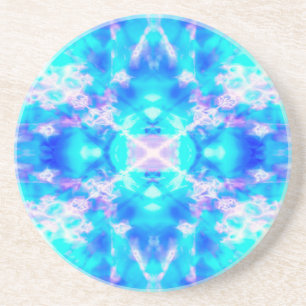 Dessous De Verre En Grès Motif kaléidoscope bleu