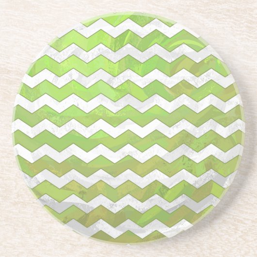 Dessous De Verre En Grès Motif Kiwi Bash Green Chevron (Devant)