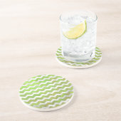 Dessous De Verre En Grès Motif Kiwi Bash Green Chevron (Côté)