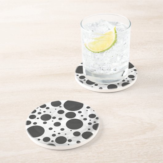 Dessous De Verre En Grès Motif Kohl Black Polka (Côté)