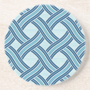 Dessous De Verre En Grès Motif Lignes Bleues