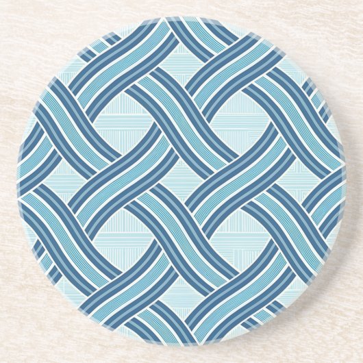 Dessous De Verre En Grès Motif Lignes Bleues (Devant)