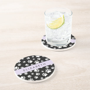 Dessous De Verre En Grès Motif mâle, Patrouilles de chien, Noir et Blanc, V