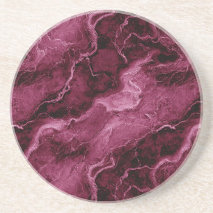 Dessous De Verre En Grès Motif marbré en Magenta foncé et rose