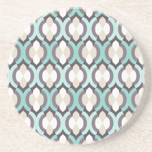 Dessous De Verre En Grès Motif marocain turquoise (Devant)