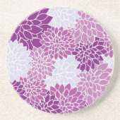 Dessous De Verre En Grès Motif moderne à fleurs violettes (Devant)