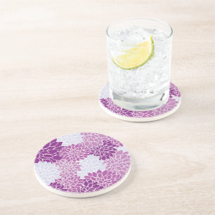 Dessous De Verre En Grès Motif moderne à fleurs violettes