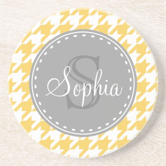 Dessous De Verre En Grès Motif Monogramme blanc de base (Devant)