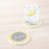 Dessous De Verre En Grès Motif Monogramme blanc de base (Côté)