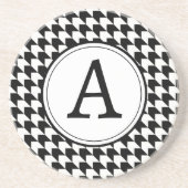 Dessous De Verre En Grès Motif monogramme pied-de-poule noir classique (Devant)