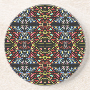 Dessous De Verre En Grès Motif multicolore techno extraterrestre géométriqu