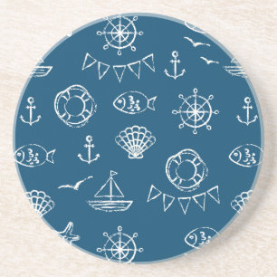 Dessous De Verre En Grès Motif nautique 2 de dessin de craie